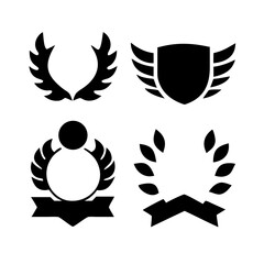 Laurel wreath, shield, wing, ribbon, and banners vector set. Laurel wreaths, shields, wings, ribbons illustration for awards, heraldry, logos, badges, and branding designs 