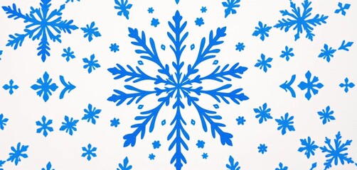 Intricate blue snowflake pattern on a pristine white background,  image,  printable