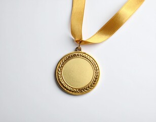 Gold medal on white background