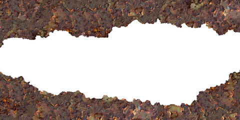 Rusted Grunge Metal Texture with Torn Edges on Transparent Background. Ideal for Creative Project.