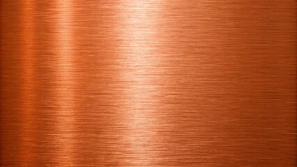 Closeup of a brushed copper metal texture with a warm orange hue