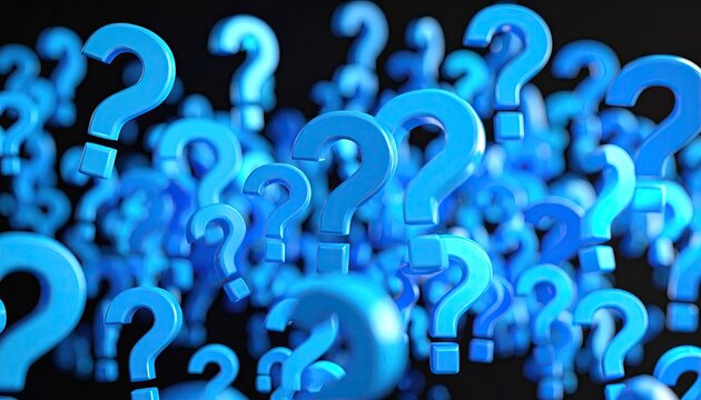 Many blue question marks