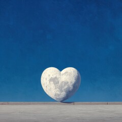 Dreamy love moon heart romantic scene peaceful nature concept on sunny sky emotional bond connection serene mood creative design