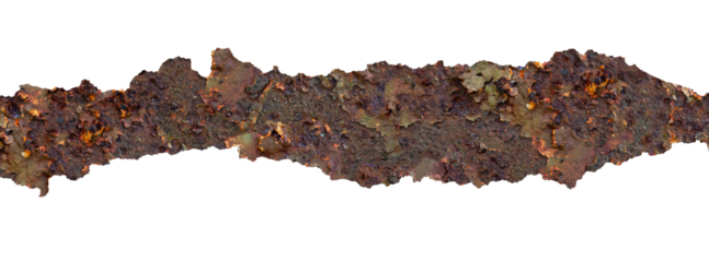 Rusted Grunge Metal Texture with Torn Edges on Transparent Background. Ideal for Creative Project.