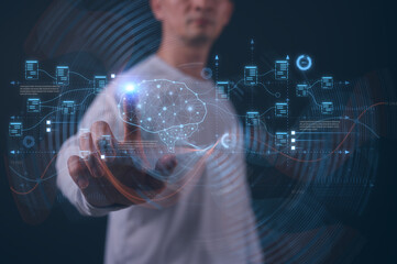 Man use technology to enhance global business capabilities, Modernization in Management Digital...