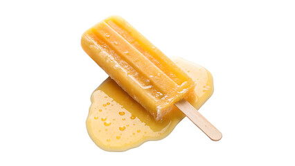 Melting mango ice cream on transparent background