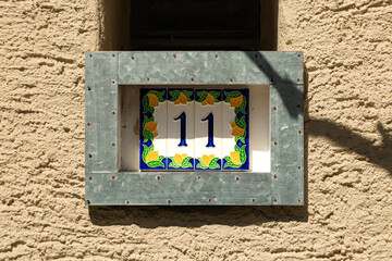European style house number 11 (eleven) ceramic tile