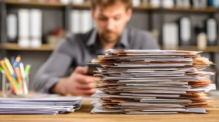 Overwhelmed by Paperwork and Distractions at Work