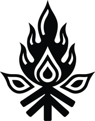 Tribal Fire Flame Logo Vector Silhouette