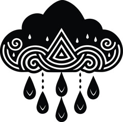 Decorative Cloud with Raindrops

