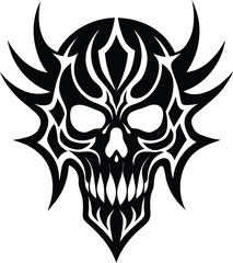 Tribal Skull with Fiery Spikes

