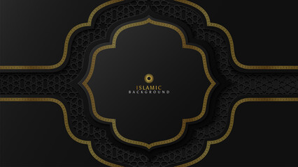 Black Islamic background with elegant gold lines