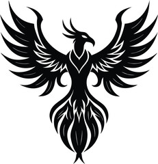 Mythical Phoenix Silhouette Vector