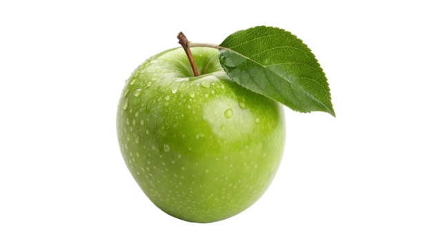 granny smith apple with leaf isolated on transparent background - Powered by Adobe
