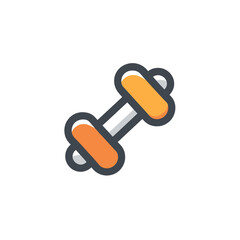 Orange dumbbell lifts in simple white isolated workout icon