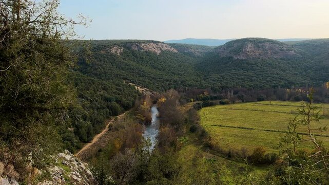 Scenic view of Arlanza Valley in Burgos province, Castile and Leon, Spain. High quality 4k footage