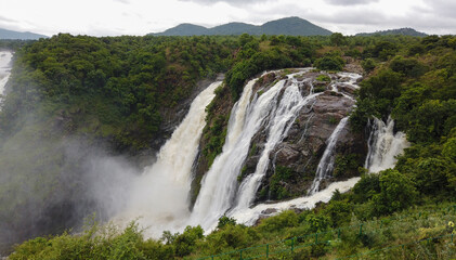 The Magnificent Shimsha or Shivanasamudra cascade, milky water, nature, landscape, picturesque,...