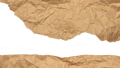 Realistic Torn Brown Kraft Paper Strip with Realistic Wrinkles and Rough Edges. Ideal for Creative...