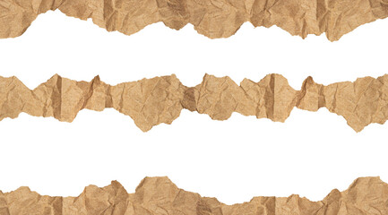 Realistic Torn Brown Kraft Paper Strip with Realistic Wrinkles and Rough Edges. Ideal for Creative...