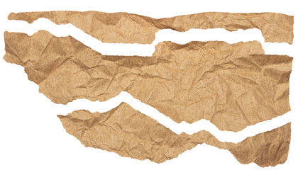 Realistic Torn Brown Kraft Paper Strip with Realistic Wrinkles and Rough Edges. Ideal for Creative...