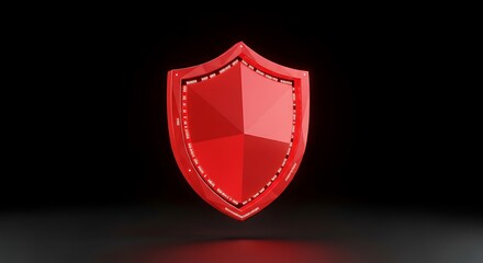 Red Crystal Shield Security, Protection, and Safety Concept. (AI Generated)