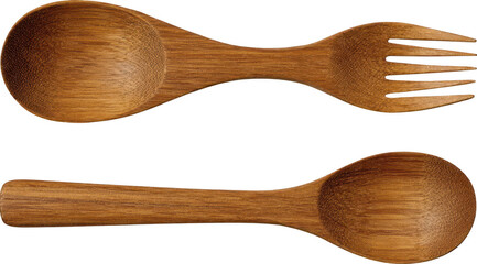 Wooden spoon and fork, two-piece set