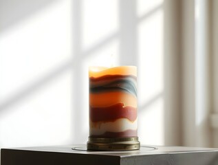 Layered Candle: Warm Earth Tones & Ambient Light