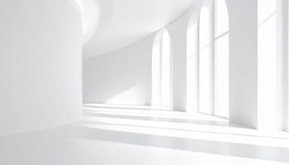 Fototapeta premium endless white archway in minimalist corridor showcasing symmetry, depth, and serene architectural eleganc