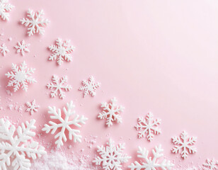 Powder Pink Snowflake Mist with Soft Winter Atmosphere