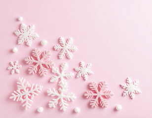 Powder Pink Snowflake Mist with Soft Winter Atmosphere