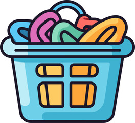 Colorful Laundry Basket Icon: Clean Clothes, Fresh Start