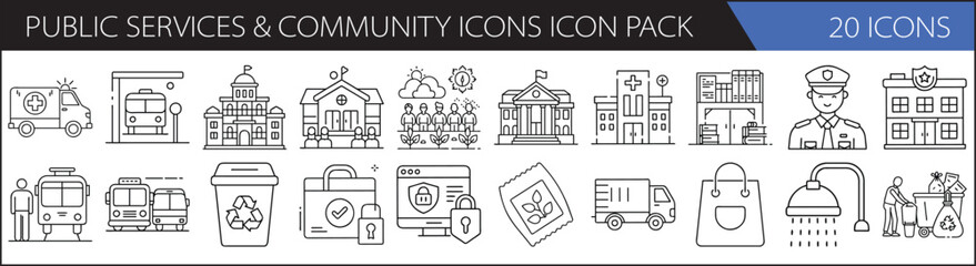 Public Services & Community Icons Icon Pack