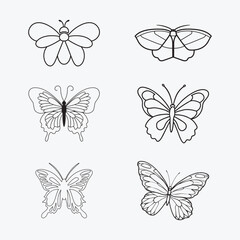 Simple butterfly outline collection.