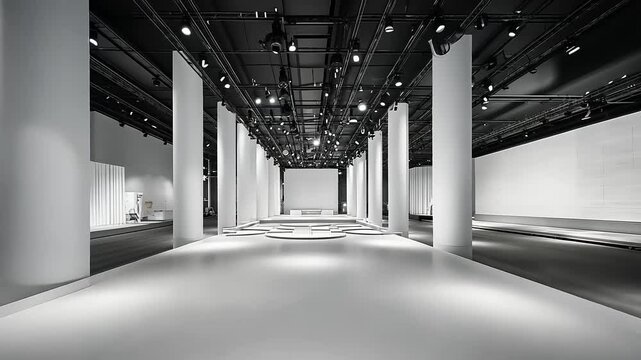 Fashion Runway Setup with Modern Architecture for Live Events and Performances