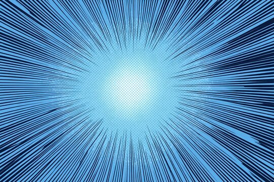 Blue comic book speed lines background vector illustration