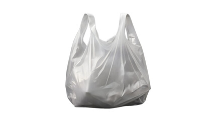 White Plastic Shopping Bag Filled with Goods on Transparent Background