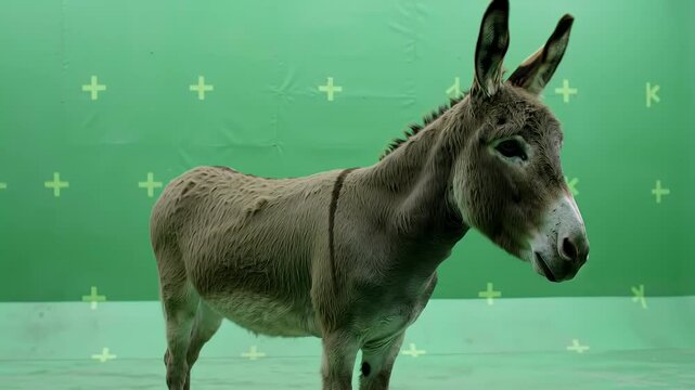 Donkey on Green Screen: Isolated Animal for Compositing