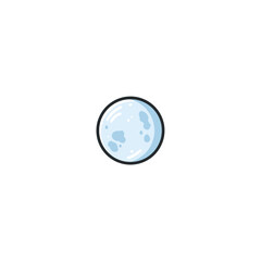 full moon cartoon shines against white background simple