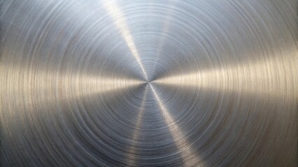 A brushed metal surface with a circular pattern reflects light, creating a textured background