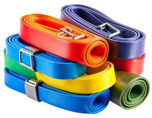 Multi-Colored Fitness Resistance Bands with Metal Clips, Transparent PNG