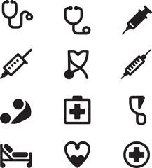 Obraz premium Medical and Healthcare Glyph Icon Set