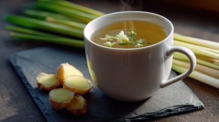 Warm Herbal Tea with Lemongrass and Ginger