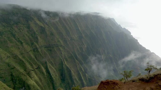 Aerial view of Na Pali Coast and cliffs, Hawaii.