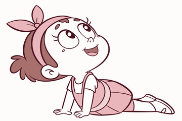 Obraz premium Vector cute Baby Girl cartoon character looking up with wide, innocent eyes isolated on white background