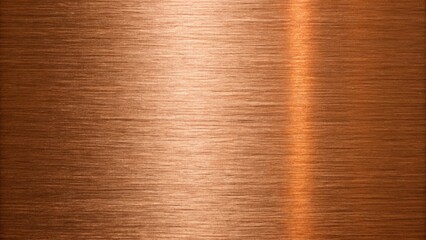 A polished copper metal background with a bright vertical reflection and subtle texture