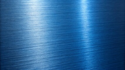 A shiny blue metal surface with a brushed texture reflects light, creating a modern and industrial aesthetic