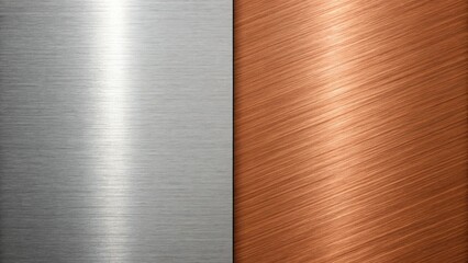 A brushed metal background shows a distinct contrast between silver and copper textures