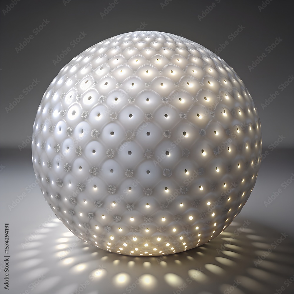 Fototapete a glowing sphere with a dotted pattern emits a soft light