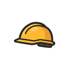 Yellow helmet protects worker construction site safety gear