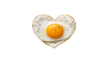 Heart shaped fried egg breakfast food valentine love on transparent background